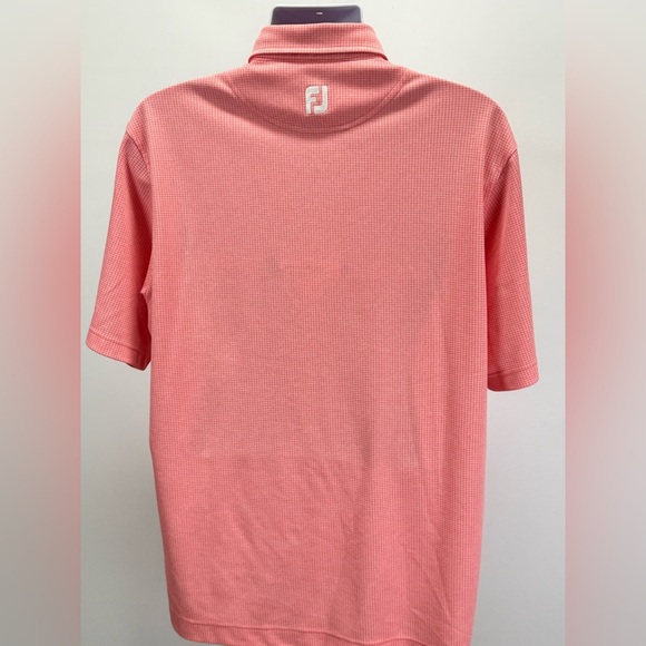 FOOTJOY Men's Coral/Pink grid pattern golf Polo shirt size L - Picture 8 of 12